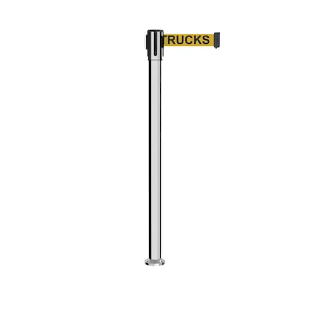 Retractable Belt Fixed Stanchion, 2ft Pol.Steel Post  7.5ft Forkl